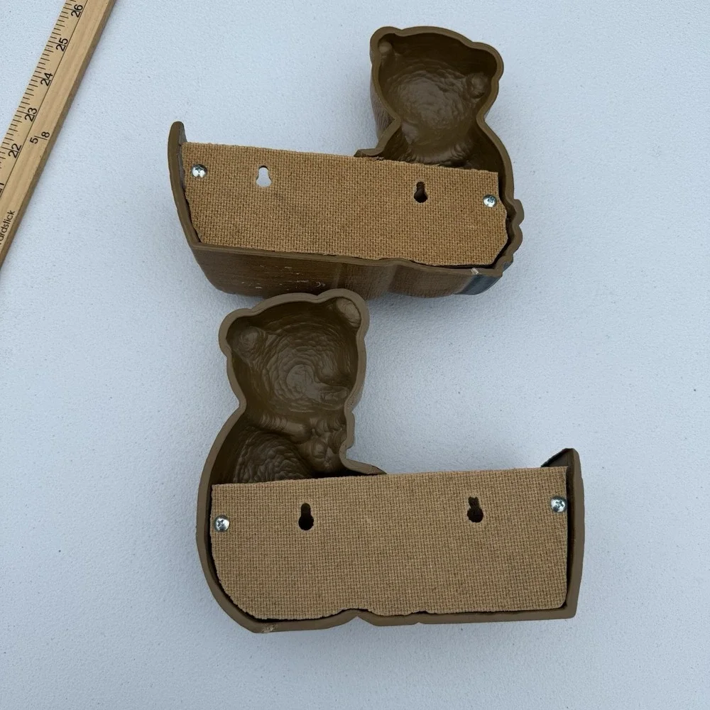 Vintage Burwood Products Nursery Decor Teddy Bear Wall Decor Planters Set Of 2‎